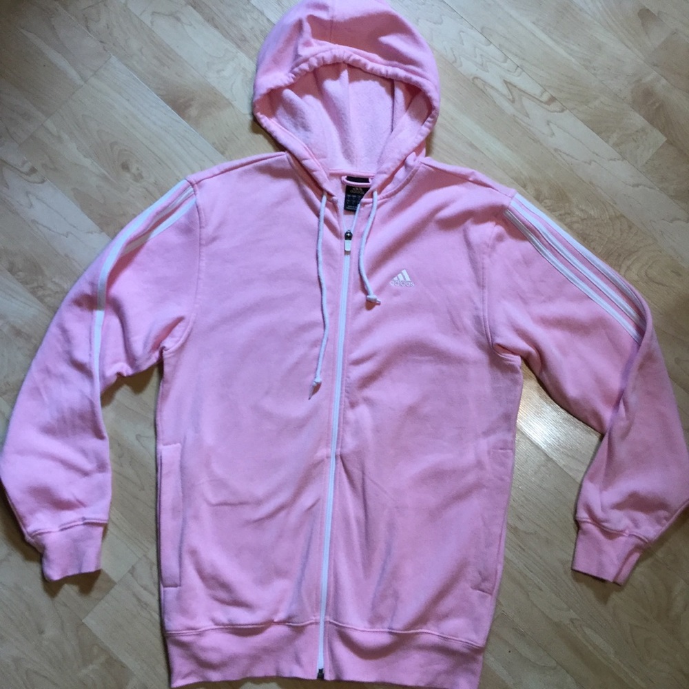 Excellent Condition Pink Adidas Zip-Up Hoodie Sm.